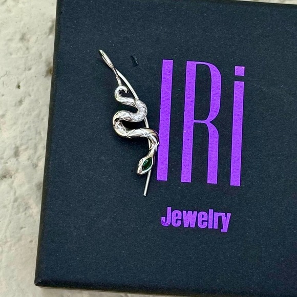 Snake non-pierced ear cuff with CZ diamonds - Sterling Silver 925 - Picture 6 of 7